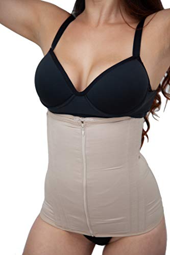 Cinta Modeladora Alta Compressão Duplo Fecho 12 Barbatanas Cor:Bege;Tamanho:GG;Gênero:Feminino