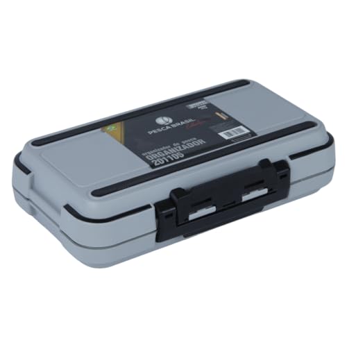 Pesca Brasil, Estojo Organizador de Pesca 201105 Possui Divisórias e Tampa Interna com Trava, Ideal para Iscas e Giradores, Cinza