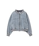 [リッチミックス] デニム ブルゾン 子供服 女の子 キッズ 綿100％ コットン ショート丈 ジャケット アウター ブルー:140cm
