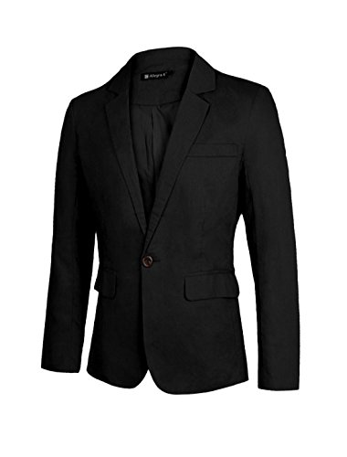 uxcell Men's Blazer Slim Fit Buttons Decor Double Flap Pockets Casual Sport Coat Black S US 36