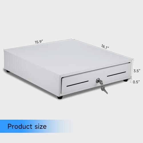 HOMOKUS Gaveta de caixa registradora de 40,64 cm SAFE, gaveta de dinheiro com bandeja removível para