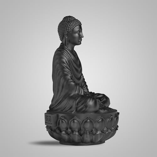 Image of SILAII Gautama Buddha Statue for Home Decor - 1 Feet | Matte Black Buddha Showpiece for Home & Office | Spiritual Buddha Idols for Home Decor