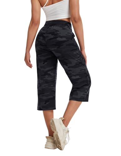 Image of SPECIALMAGIC Women Capri Pants Cotton Yoga Wide Leg Pajama Pants Capris Sweatpants Sports