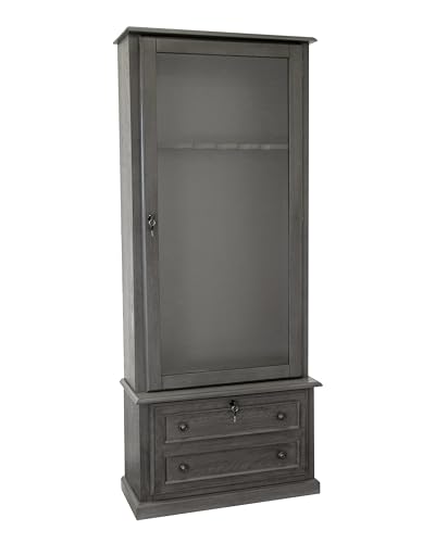 American Furniture Classics Model 860, Classic 12 Gun Cabinet with Tempered Glass, Grey