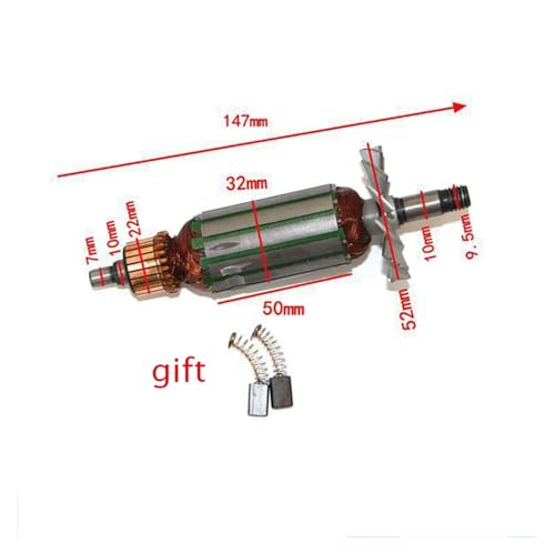 Drive Shaft Electric Planer Armature Rotor,anchor Stator Bearing Carbon Brush Parts，Compatible For Makita，for N1900B 1900B(Rotor-Carbon brush) - Thumbnail 2