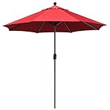 EliteShade USA 10-Year-Non-Fading 10Ft Market Umbrella Patio Umbrella Outdoor Table Umbrella with Ventilation, Logo Red