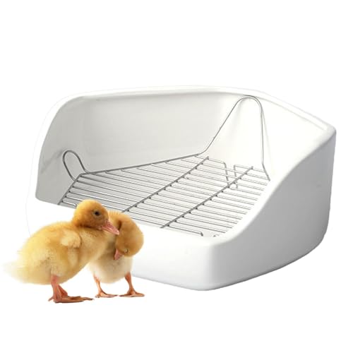 Bac à litière d'angle coin propre cage canards avec grille amovible - 7