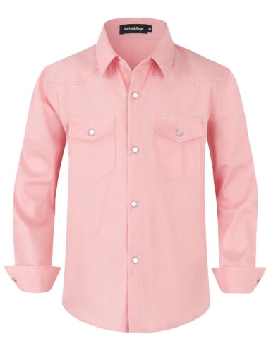 Image of Spring&Gege Boys' Long Sleeve Western Cowboys Pearl Snap Button Down Shirts (5-14 Years)