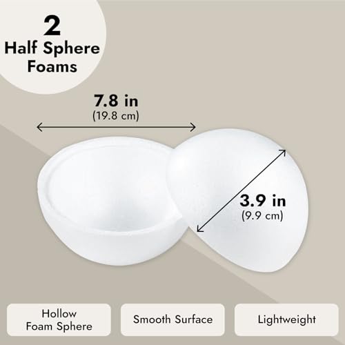 image for Genie Crafts 2 Pack Half Sphere Foam Balls for Crafts - 8
