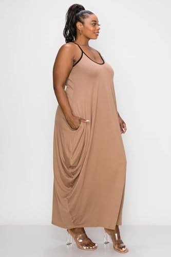 Image of BFFBABY Women's Casual Maxi Dress Sleeveless Tie Dye Spaghetti Strap Summer Plus Size Swing Sundress with Pockets