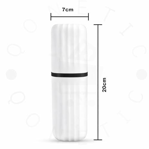 Image of QONETIC Travel Tooth Brush Holder for Bathroom Square Toothbrush Holder for Travel, Portable Toothbrush Case & Tooth Brush Cover Box Organizer for Traveling, Camping, & Business Trips (Black + White)