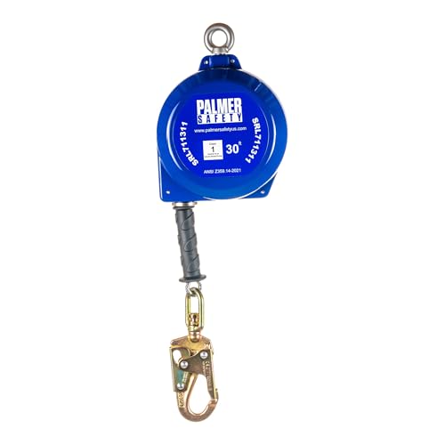 Palmer Safety SRD 30 FT. Self Retracting Lifeline I ANSI Z359.14-2021 Class 1 I SRL Device Swivel...