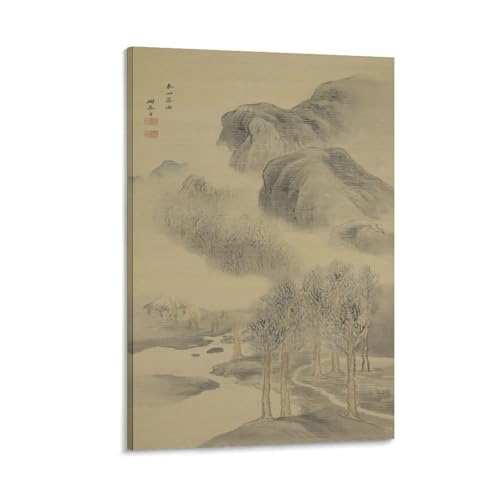 Yosa Buson peinture sur toile paysage montagnes pour habiller un petit mur vide