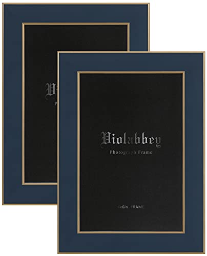 Violabbey 4X6 Picture Frames Navy Blue Set Of 2, Modern Style 4 By 6 Photo Frame, High Definition Tempered Real Glass, Wall Or Tabletop Display #TOP10