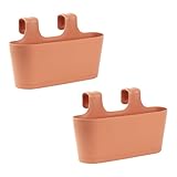 Gariella - 2 x Blumenkasten in Rotbraun, Hängekasten, Geländer-Montage, Balkon, Außenbereich, 5,5 L, oval, Kunststoff, Übertopf, Pflanzkasten, Blumentopf zum Hängen, Wasserspeicher-Untersetzer