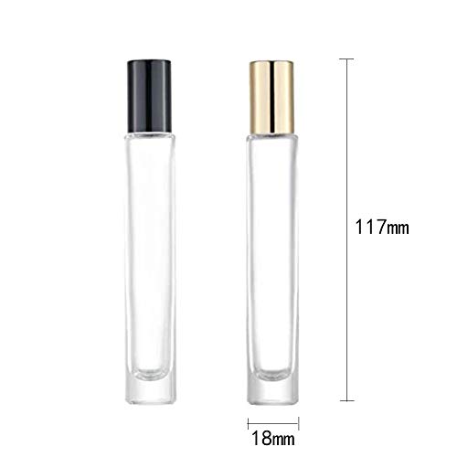 Constore 4Pcs 10Ml Roller Bottle For Essential Oils Empty Clear Glass Roll-On Bottle With Aluminum Cap Refillable Massage Stainless Steel Roller Ball Vial Aromatherapy Perfume Container (Gold) #TOP4