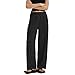 Hip Hop Pants Girls Girls Linen Pants Casual Wide Leg Elastic Waist Fashion Beach Hip Hop Outfits Palazzo Pant Black 11-12 Years
