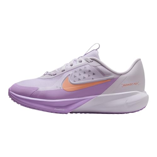 Nike Sonic Fly Big Kids' Running Shoes (FZ0017-500, Barely Grape/White/Violet Star/Apricot Agate) Size 6.5