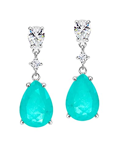 Michooyel S925 5ct Paraiba Drop Earrings Cubic Zirconia Tourmaline Dangle Earrings Fine Jewelry For Women