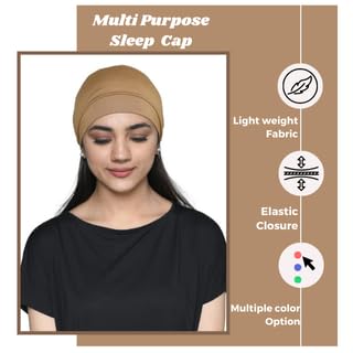 Image of The Headscarves Women Silky Soft Bamboo Viscose Sleep Cap for Hair Loss Chemo Headwear Skull Cap Free Size (Multicolor) (HS3 Multicolor)