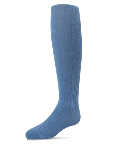 MeMoi Girls' Essential Ribbed Cotton Tights Blue 122