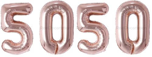 Image of Rozi Decoration Foil 32 inch Inch Rose Gold 50 Number Balloons Helium Supported Pack Of 4 Pcs | 50Th Anniversary Decoration Items | 50Th Birthday Decoration Items