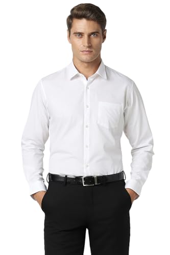 Peter England Men Cotton Slim Fit Small Ditsy Printed Full Sleeve Shirt White,44