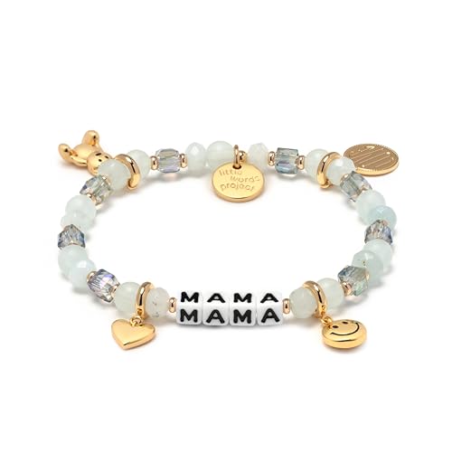 Little Words Project Mama Charm Bracelet The Original Word Bracelet Made with Colorful Beads Plated Brass Charms and Plated Brass Hardware Handcrafted Design & Positive Message Size SM