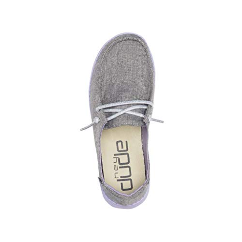 Image of HEYDUDE Girl's Wendy Youth Sparklng Grey Lilac Size 3 | Girl's Shoes | Girl's Lace Up Loafers | Comfortable & Light-Weight