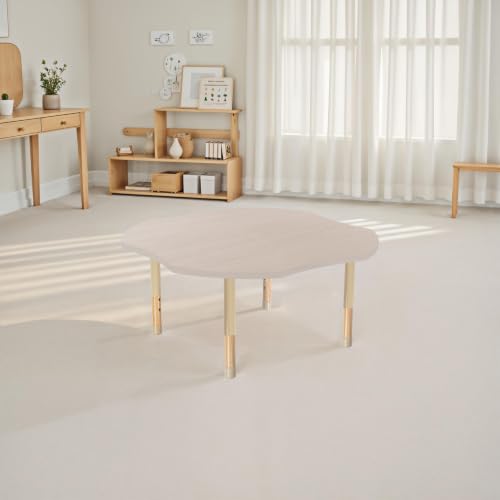 Image of 48 inch x 48 inch Clover Kids Classroom Table with Adjustable Chunky Wood Legs
