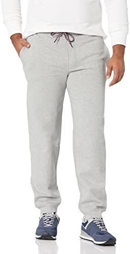 Tommy Hilfiger Men's Essential Fleece Jogger Sweatpants, Grey Heather, L-T