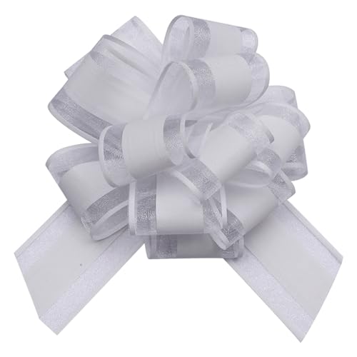 HSXJJ 6 Pcs Large Gift Bow white gift bow 6 inches Basket and Wedding Decoration Holiday and Birthday Presents Wrapping Bows(White)