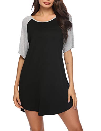 Aibrou Camisones de Mujer Verano Camisón Mujer de Manga Corta Suaves y Anchos Ropa de Dormir para Pijamas la Familia el Ocio los Viajes el Hotel Las Vacaciones la Playa