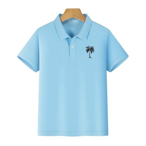 Boys Girls Kids Casual 𝐏𝐨𝐥𝐨 T-Shirt, Short Sleeve Lapel Button Up Tee, Summer Athletic Comfort Clothes for Children3