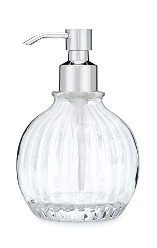 Rail19 Greyson Globe Glass Soap Dispenser with Metal Pump - Refillable Liquid Hand Soap for Bathroom and Kitchen, 12oz (Cali Chrome)