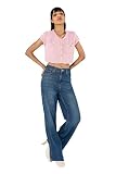 Nina Carter T001 damskie spodnie jeansowe z wysokim stanem, proste nogawki, ekologiczna bawełna i lyocell, bez stretchu, lekkie spodnie jeansowe w stylu vintage, XL Szczupły