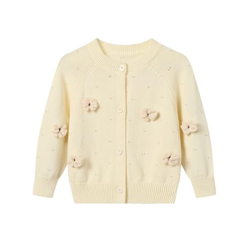 Baby Girls Soft Knit Cardigan 3D Floral Cotton Sweater for 12M-5T