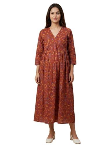Image of The Mom Store Maternity and Nursing Dress | Pre and Post Pregnancy Dress for Womens | Zipper /Button Opening | Causal Wear | Trendy Stylish Causal Dresses for New Moms