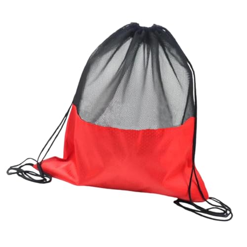 Generic 巾着袋 大容量 スポーツバッグ オックスフォード ボール収納袋 携帯便利 バックパック 多機能 ジムサック 調節可能ショルダーストラップ 軽量 バスケットボール サッカー アウトドアに適用, 赤