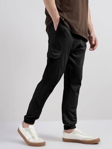 Image of Veirdo 100% Pure Cotton Regular Fit Mid Rise Trackpants with Side Pocket for Men & Boys
