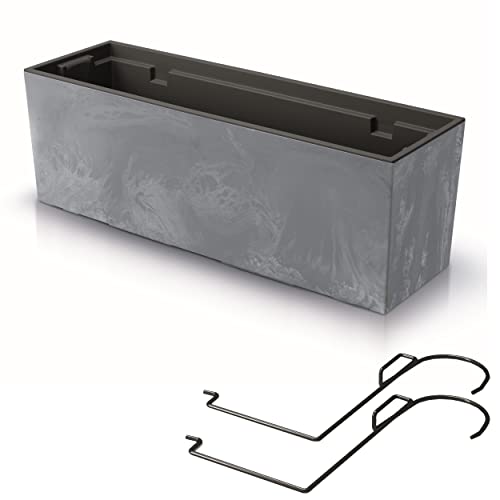 HOMERZO Holz Pflanzkasten 45x23x20cm - Brauner Blumenkübel Mit Kunststoffeinsatz Für Balkon & Garten