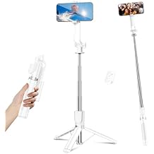 Sensyne 53" Selfie Stick for Phone, Extendable Travel Tripod with Detachable Remote for Photography, Selfies, Compatible with All Cell Phones, White