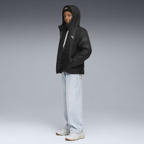 PUMA Unisex Kinder Hooded Padded Jacket Mantel, Puma Schwarz, 116 EU – Ansicht 5