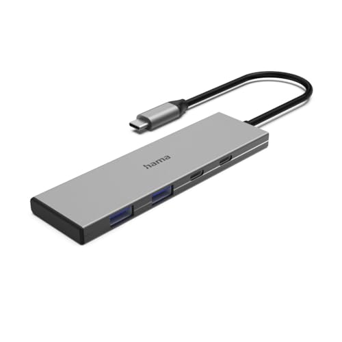 Hama USB C Hub, 4 Ports, 2X USB A, 1x USB C, 1x USB C, 10 Gbit/s, Aluminium