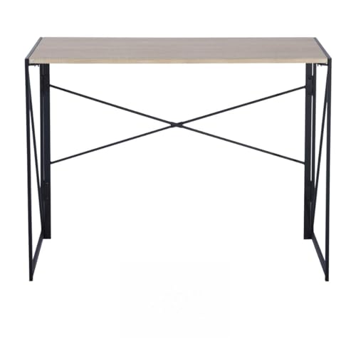 FurnitureR Computer Workstations, Small Space Plegable Desk, MDF y Metal Frame, Portable Laptop Desk for Home Office, Writing Table for Living Room, Bedroom, Dormitory, 100 x 50 x 75,5 cm, Roble