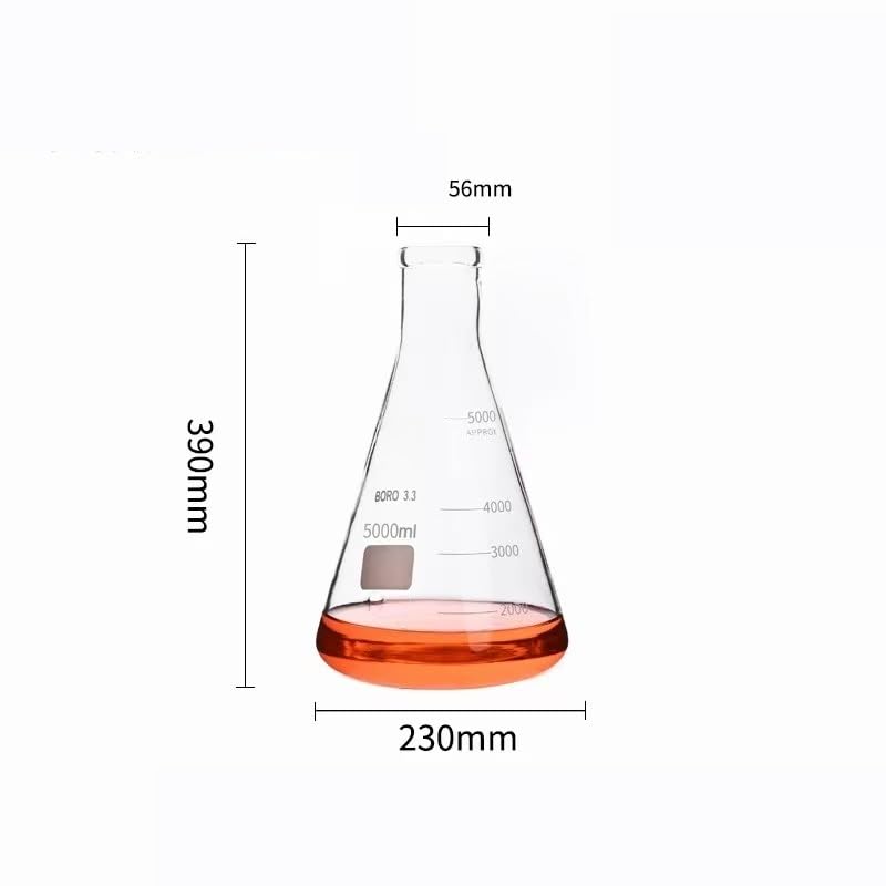 Szklany kubek wysokiej klasy Kolba stożkowa Erlenmeyera ze szkła borokrzemianowego o pojemności od 50 ml do 5000 ml do użytku laboratoryjnego(5000ml)
