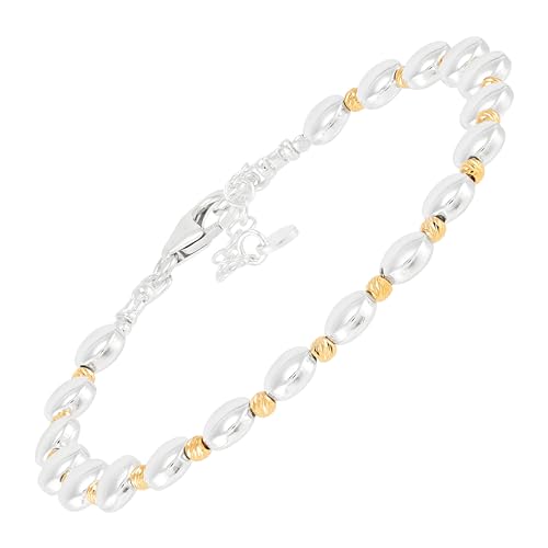 Silpada 'Limitless' Sterling Silver with 14K Yellow Gold Plating Hematite Beaded Bracelet, 7