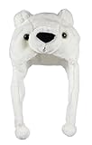 Bioterti Plush Fun Animal Hats –One Size Cap - 100% Polyester With Fleece Lining (White Bear)