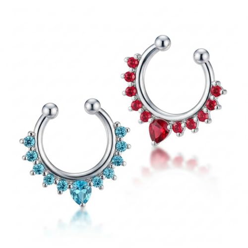 Image of RUVEE Nose & Ear Clip Titanium Plated Pin Non Pierced Just Press for Women & Girls Septum Ring
