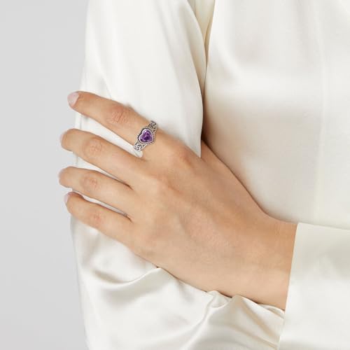 Natural Amethyst Ring for Women 7mm Heart Shaped Healing Amethyst Rings 925 Sterling Silver3